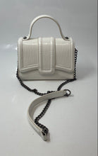 Load image into Gallery viewer, Zara Womens White Croc Embossed Faux Leather Chain Strap Crossbody Handbag
