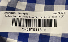 Load image into Gallery viewer, Ralph Lauren Boys Blue White Check Cotton Long Sleeve Dress Shirt Size S 8

