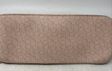 Load image into Gallery viewer, Calvin Klein Womens Peach Monogram Print Zipper Top Handle Crossbody Handbag
