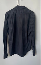 Load image into Gallery viewer, Zara Mens Black Striped Cotton Long Sleeve Collared Button-Up Shirt Size Large
