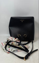 Load image into Gallery viewer, Nanette Lepore Womens Black Faux Leather Inner Pockets Drawstring Bucket Bag
