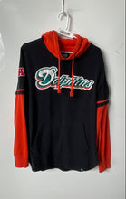 Load image into Gallery viewer, '47 Mens Black Orange Miami Dolphins Long Sleeve NFL Pullover Hoodie Size M
