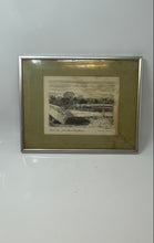 Load image into Gallery viewer, Vintage Square Framed Black And White Canal View Boat Scene Painting
