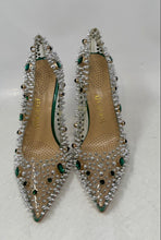 Load image into Gallery viewer, Azalea Wang Womens Green Plated Pointed Toe Slip-On Stiletto Pump Heels Size 6
