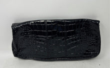 Load image into Gallery viewer, Kate Spade Womens Black Croc Embossed Patent Leather Turn Lock Clutch Handbag

