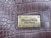 Load image into Gallery viewer, Authentic Simply Vera Vera Wang Womens Brown Crocodile Embossed Top Handle Bag
