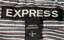 Load image into Gallery viewer, Express Womens Blue Multi Striped Long Sleeve Two Pockets Button-Up Shirt Size L
