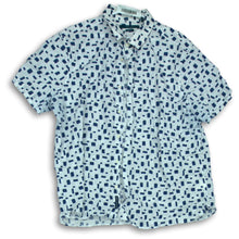 Load image into Gallery viewer, Perry Ellis Mens White Navy Blue Geometric Short Sleeve Button-Up Shirt Size XXL
