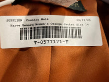Load image into Gallery viewer, Harve Benard Womens Orange Printed Double Breasted 3-Button Blazer Size 14
