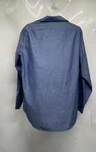 Load image into Gallery viewer, Calvin Klein Mens Blue Cotton Slim Fit Long Sleeve Dress Shirt Size 16 32/33
