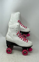 Load image into Gallery viewer, Skate Gear Womens White Pink Wheels Leather Lace-Up Roller Skates Size 6
