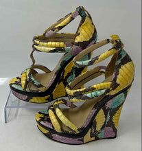 Load image into Gallery viewer, Rachel Zoe Womens Katia Multicolor Snakeskin Print Wedge Strappy Sandals Sz 6.5
