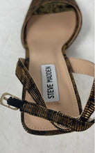 Load image into Gallery viewer, Steve Madden Womens Meshee Brown Black Animal Print Ankle Strap Sandals Sz 9.5M
