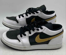 Load image into Gallery viewer, Authentic Nike Boys Air Jordan 1 Low GS White Black Gold Sneaker Shoes Size 7Y
