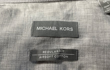 Load image into Gallery viewer, Michael Kors Mens Gray Airsoft Cotton Long Sleeve Non-Iron Dress Shirt Size L

