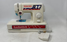 Load image into Gallery viewer, Singer White Lockstitch Battery-Operated Sewing Machine With Foot Pedal Untested

