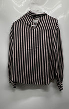 Load image into Gallery viewer, Zara Basic Womens Black Striped Long Sleeve Tie Neck Blouse Top Size M

