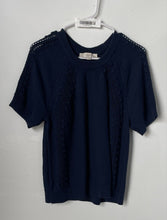 Load image into Gallery viewer, Loft Womens Navy Blue Tight-Knit Short Sleeve Crew Neck Pullover Sweater Size XL
