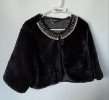 Load image into Gallery viewer, Park &amp; Main Womens Black Jewel Embellished Faux Fur Bolero Jacket Size XL
