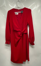 Load image into Gallery viewer, DKNY Womens Red Long Sleeve Tie Waist Surplice Neck Wrap Dress Size 4
