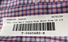 Load image into Gallery viewer, Hugo Boss Mens Purple Blue Plaid Regular Fit Collared Dress Shirt Size 16 1/2
