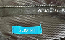 Load image into Gallery viewer, Perry Ellis Portfolio Mens Blue Striped Flat Front Slim Fit Dress Pants Sz 34X29
