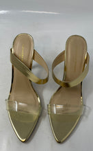 Load image into Gallery viewer, Alexandria Brandao Miami Womens Gold Open Toe Slip-On High Pump Heels Size 8
