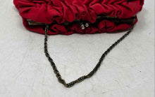 Load image into Gallery viewer, Vintage Santi Womens Red Satin Chain Strap Ruched Kiss Lock Clutch Bag
