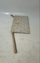 Load image into Gallery viewer, Michael Kors Womens Tan And Brown Signature Print Zipper Wristlet Wallet
