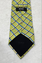 Load image into Gallery viewer, Hugo Boss Mens Multicolor Plaid Silk Keeper Loop Adjustable Pointed Tie
