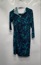 Load image into Gallery viewer, Michael Kors Womens Blue Palm Leaf Print 3/4 Sleeve Back Zip Sheath Dress Size S
