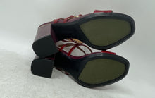 Load image into Gallery viewer, Calvin Klein Womens Caisiey Red Leather Open Toe Buckle Strappy Heels Size 5

