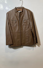 Load image into Gallery viewer, Pamela McCoy Womens Brown Leather Long Sleeve Full-Zip Motorcycle Jacket Size L
