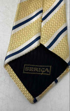 Load image into Gallery viewer, Serica Mens Yellow Striped 100% Pure Silk Classic Adjustable Designer Necktie
