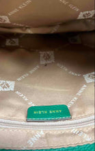 Load image into Gallery viewer, Anne Klein Womens Green Pebbled Faux Leather Double Handle Charm Tote Bag
