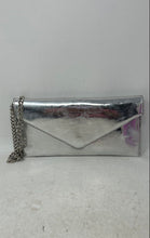 Load image into Gallery viewer, Aldo Womens Silver Removable Crossbody Chain Strap Magnetic Flap Clutch
