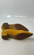 Load image into Gallery viewer, Franco Sarto Womens Mustard Color Leather Square Toe Slip On Pump Heels Size 9 M
