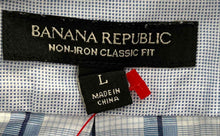 Load image into Gallery viewer, Banana Republic Mens Blue White Window Pane Button-Up Shirt Size Large
