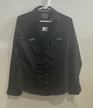 Load image into Gallery viewer, Express The Essential Womens Black Long Sleeve Collared Button-Up Shirt Size S
