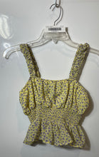 Load image into Gallery viewer, Forever 21 Womens Yellow Purple Floral Wide Strap Peplum Hem Blouse Top Size S
