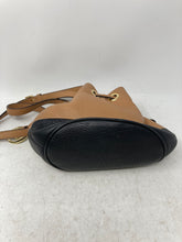 Load image into Gallery viewer, Michael Kors Womens Brown Black Leather Drawstring Crossbody Strap Bucket Bag
