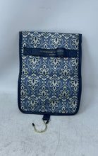Load image into Gallery viewer, Adrienne Vittadini Womens Blue Damask Print Jewelry Toiletry Travel Makeup Bag
