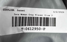 Load image into Gallery viewer, Zara Womens Gray Long Sleeve Pockets Notch Lapel One-Button Blazer Size 2
