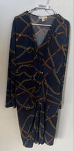 Load image into Gallery viewer, Michael Kors Womens Multicolor Chain Print Long Sleeve V-Neck Sheath Dress Sz XL
