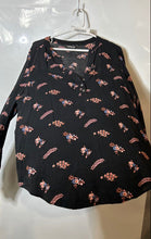 Load image into Gallery viewer, Express Womens Black Floral V-Neck Long Sleeve Button Blouse Top Size Large
