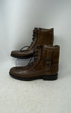 Load image into Gallery viewer, Vito Rossi Mens Brown Leather Lace-Up Round Toe Ankle Combat Boots Size 12
