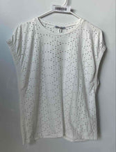 Load image into Gallery viewer, Zara Womens White Short Sleeve Round Neck Collarless Pullover Blouse Top Size M
