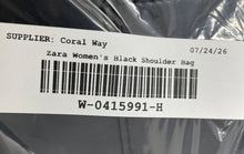Load image into Gallery viewer, Zara Womens Black Leather Detachable Strap Flap Over Lined Shoulder Bag
