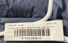 Load image into Gallery viewer, Michael Kors Mens Blue Printed Long Sleeve Regular Fit Dress Shirt Size L
