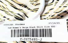 Load image into Gallery viewer, H&amp;M Womens Beige Black Animal Print Long Sleeve Collared Button-Up Shirt Sz XXS
